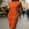 Imagem da oferta Vestido Midi Soltinho Bolso Sem Manga Muscle Tee Casual