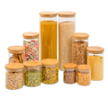Imagem da oferta Kit 11 potes de vidro com tampa de bambu herméticos redondos - Tüd - TUD