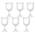 Imagem da oferta Jogo 6 Taças Versalhes Gold Vidro Canelado Borda Dourada 260ml - Click House