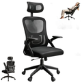 Imagem da oferta Cadeira de Escritório Ergonômica Preta Mesh Reclinável Suporta 150Kg