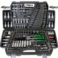 Imagem da oferta Conjunto de ferramentas para reparação mecânica automóvel com 46 peças multifuncional incluindo chaves de boca