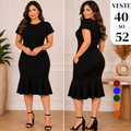 Imagem da oferta Vestido Midi Feminino em Malha Texturizada Elegante com Babado