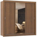 Imagem da oferta Guarda Roupa Casal Madesa Mônaco 3 Portas de Correr com Espelho - Preto
