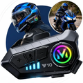 Imagem da oferta Fone De Ouvido Para Capacete Intercomunicador Bluetooth Headset Rgb Sem Fio Música GPS Chamadas Handsfree Alta Potênci