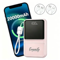 Imagem da oferta Power Bank 20000 mAh Universal com Carga Rápida 22.5W e 2 Cabos Integrados