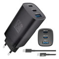 Imagem da oferta Carregador USB C 65W GaN 3 Portas com Cabo Incluso Carregador Rápido Power Delivery ANATEL Compatível MacBook AirP