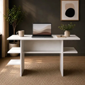 Imagem da oferta Mesa Para Computador Com Nichos Para Quarto E Estudo Moderno Branco
