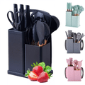 Imagem da oferta Kit Completo Jogo de Cozinha Luxo 19 Peças Com Tábua em Silicone Espátula Faca Tesoura Utensílios