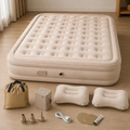 Imagem da oferta Colchão Inflável Queen 200x154x43cm Bomba Bateria Lítio Recarregável Sem Fio Portátil Suporta 300kg Bolsa Travesseiros Camping Visitas