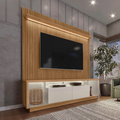 Imagem da oferta Rack com Painel para TV até 75 Polegadas Ripado LED Marrom 204x181cm Cronos CabeCasa MadeiraOriginals