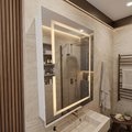 Imagem da oferta Armário Para Banheiro À PILHA e FONTE com Espelho Iluminado LED 3 Cores Jateado Decoração Várias Medidas Decorativo