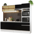 Imagem da oferta Armário de Cozinha Completa 240cm Branco/Preto Diamante Madesa 06