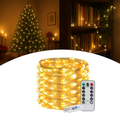 Imagem da oferta Luz Fio de Fada Cordão de Cobre Enfeite Natalino - 10 Metros 100 Leds 8 funções com Controle e USB - Decoração Nata