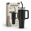 Imagem da oferta Copo Térmico 1,2l Inoxidável Tampa Canudo Inox Rosa - Leshop Preto Liso