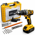 Imagem da oferta Parafusadeira E Furadeira Impacto 36v Com LED Sem Fio 13mm Nakasaki Maleta Acessórios Completo Amarelo Bivolt 5060 Hz