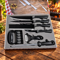 Imagem da oferta Kit Churrasco 8 Peças Profissional Maleta Lâminas Marteladas Preto