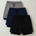 Imagem da oferta Kit 3 Shorts 2 Em 1 Duplo Academia Treino Corrida Bermuda