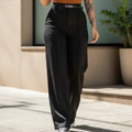 Imagem da oferta Calça Feminina Pantalona Alfaiataria Cintura Alta Com Cinto