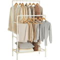 Imagem da oferta SONGMICS Cabideiro Suporte para Roupas de Metal com 2 Barras para Roupas 1 Prateleira Suporta até 55 kg Montagem F