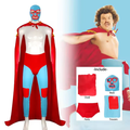 Imagem da oferta 4 pçs nacho cosplay traje libre capa vermelha máscara calças shorts conjunto completo roupas de luta mexicana hallowe