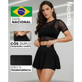Imagem da oferta Short Saia Academia Feminino Cintura Alta Legging Fitness