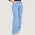 Imagem da oferta Calça Wide Leg Jeans Feminina Pantalona Juvenil 34 Ao 46