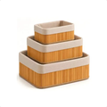 Imagem da oferta Kit com 3 Cestos Organizadores de Bambu Retangulares com Forro Lavável
