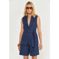 Imagem da oferta Colete Feminino Colcci Listrado Alfaiataria Azul Marinho