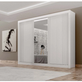 Imagem da oferta Guarda Roupa Casal com Espelho 100% MDF 3 Portas de Correr 4 Gavetas 211cm Milano Branco - Leifer