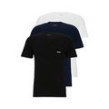 Imagem da oferta BOSS Pacote com 3 camisetas masculinas de algodão com logotipo clássico Branco brilhante azul marinho solo preto P
