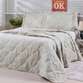 Imagem da oferta Cobre Leito Colcha Queen 03 Peças Hipercal 200 Fios Bordado Unique (Avelã)