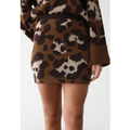 Imagem da oferta Saia Tricot FARM Curta Selva Retro Marrom