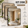 Imagem da oferta Kit C3 Espelho Moderno Lopazzi 70x50cm Alumínio Retrô Luxo