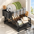 Imagem da oferta Escorredor De Louças Rack Aço Carbono Para Bancada Com Bandeja Porta-talheres E Bico De Escoamento