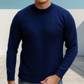 Imagem da oferta Blusa Tricô Masculina Lã Suéter Gola Careca Cardigan Inverno