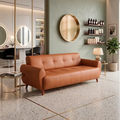 Imagem da oferta Sofá Living 3 Lugares Reforçado Barbearia Salão De Beleza Caramelo Liso