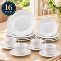 Imagem da oferta Aparelho Jogo Kit De Jantar 16 Peças Opalino Branco Pratos E Xicaras Pires Mesa Moderno Borda Luxo Resistente Sólar