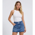 Imagem da oferta Minissaia em Jeans com Cintura Baixa e Bolsos