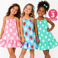 Imagem da oferta Kit 3 Vestidos Infantil (Tam. 1 a 8 anos, Diversas Cores)