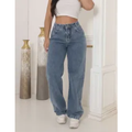 Imagem da oferta Calça Jeans Wide Leg Feminina Cintura Alta Sem Lycra Stillge - R$ 57,02