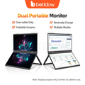 Imagem da oferta Monitor De Tela Dupla De 15.4 Polegadas Dobrável 315 Graus Portátil 16: 9 IPS FHD Display Com Suporte