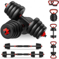 Imagem da oferta Kit Halteres Ajustável 6 em 1 15kg Multifuncional com Barra, Kettlebell e Suporte para Flexões | Musculação Completa para Casa