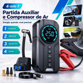 Imagem da oferta Compressor de Ar Portátil Digital 4 em 1 com Partida Auxiliar e Lanterna LED.