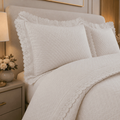 Imagem da oferta Colcha Cobre Leito Queen 3 peças percal 300 Fios Matelado com Renda Bordada LUXO Estilo Renda Portuguesa