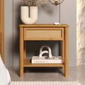 Imagem da oferta Mesa De Cabeceira Rattan 1 Gaveta Madeira Freijó Cefira Fosco Freijó