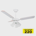 Imagem da oferta Ventilador De Teto Il-39 3 Tulipas E-27 3 Pas Reversiveis (Branco / Mogno) 220v Branco