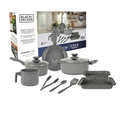 Imagem da oferta Black+decker Jogo De Panelas 9 Peças Ceramic Line - Corpo Com Revestimento Cerâmico Antiaderente Com Acabamento Marmorizado Grey Marble, Base Compat