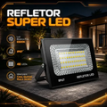 Imagem da oferta Kit 2 Refletor Led Holofote 200w Ip66 Branco Frio Carcaça Preto Luz Branco-frio