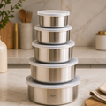 Imagem da oferta Potes De Inox Conjunto Multiuso 5 Andares Com Tampa
