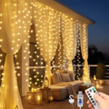 Imagem da oferta 300 Leds 3x3 M Usb Luz De Cortina Decoraçãoluzes Natal Branco Quente 127220v - R$ 31,99